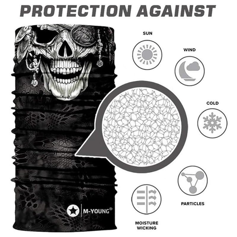 M-YOUNG Skull Face Sun Mask Half,Bandanas,Neck Gaiter, Headwear, Headband for Fishing, Hunting,Yard Work - Image 3